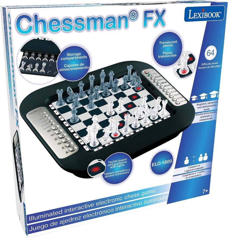 Lexibook, Chessman FX Electronic Chess Game with Touch Keyboard and Light and Sound Effects 