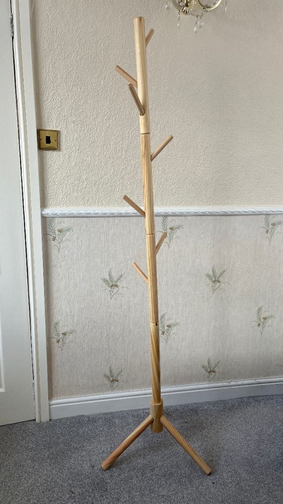 Coat Rack Sturdy Wooden Coat Rack Stand, Adjustable Coat Tree