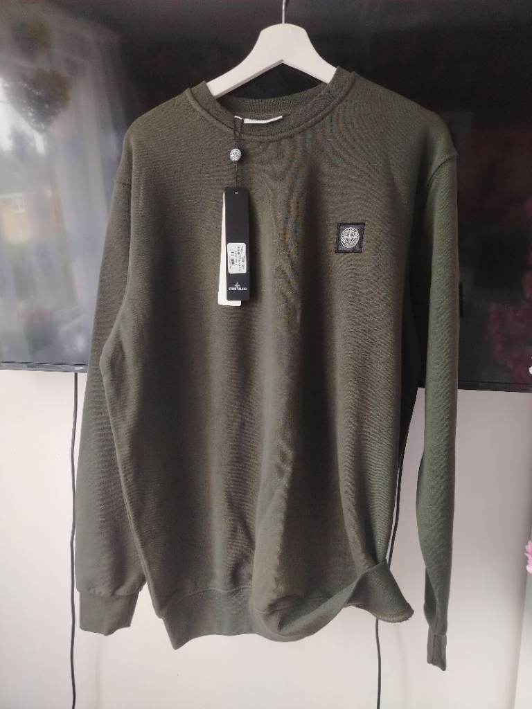 New Stone Island Green Crew Neck Jumper with Tags