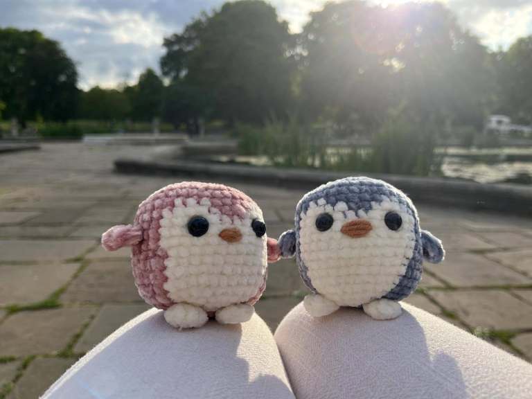 Handmade Crochet Penguin Plushies – Pink or Grey – £10 Each