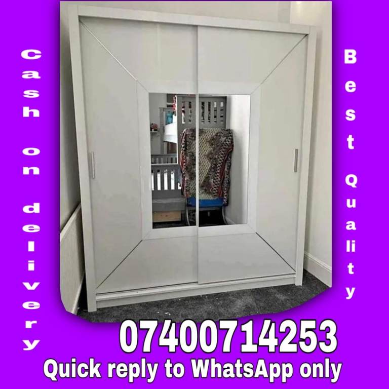 Stylish Sliding Wardrobe – 2/3 Door Options, 4 Colors