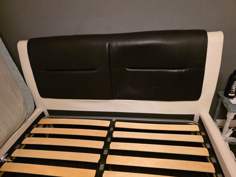 Black headboard double bed frame
