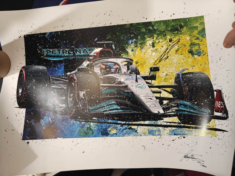 F1 Mercedes Petronas Car Print - Signed, Good Condition