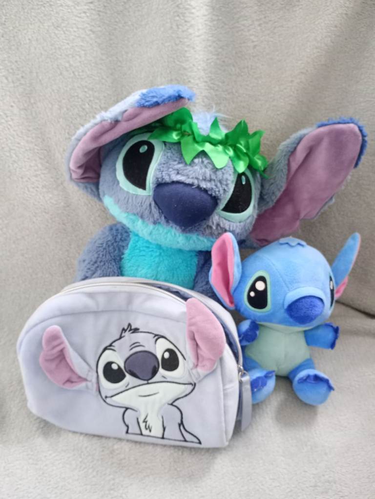 Disney stitch soft toys and makeup bag 