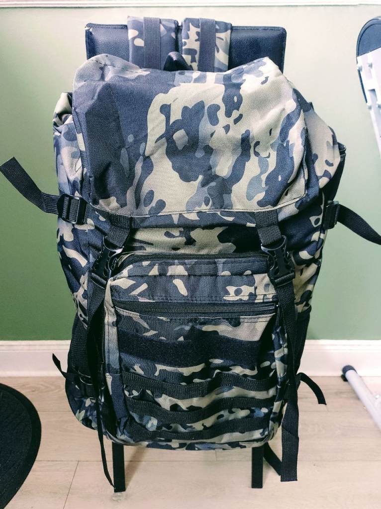 Camo Rucksack with Multiple Pockets and Straps