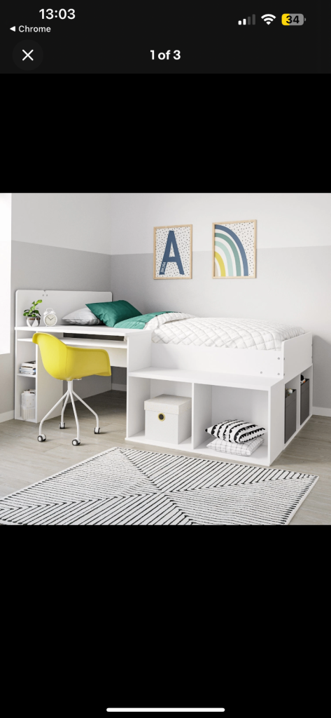 Ellison loft bed with storage and desk and mattress 