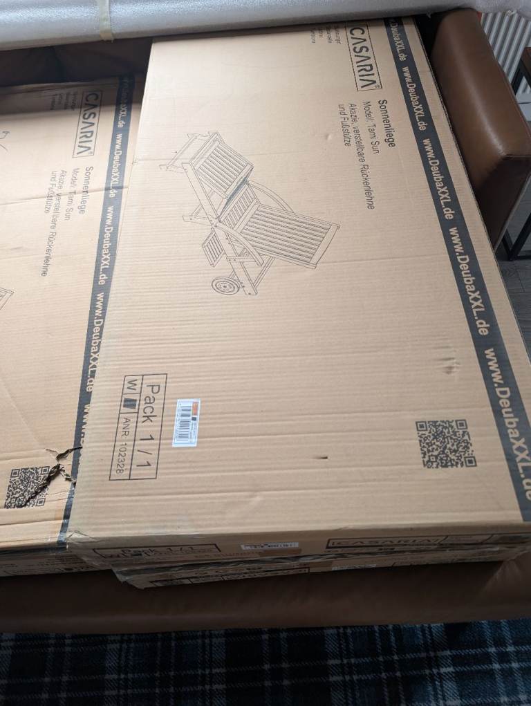 Flat pack wooden sun loungers x3