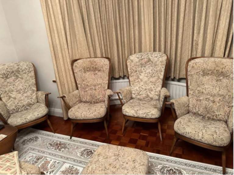 4 X ERCOL Armchairs vintage furniture