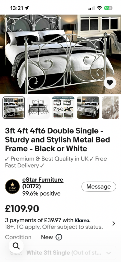 Single bed and mattress new