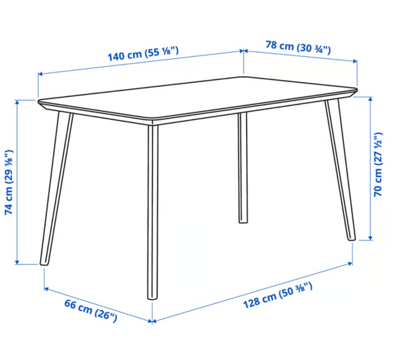 IKEA LISABO Table, black/ash veneer, 140x78 cm | in Whitechapel