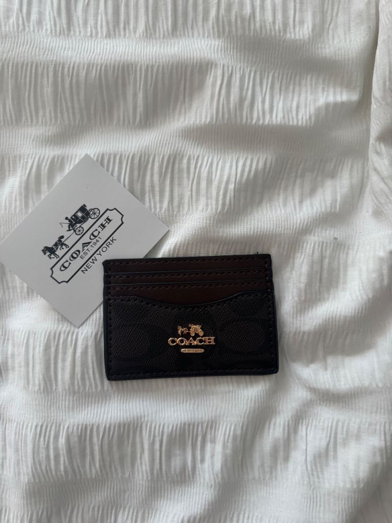 Coach Card Holder Wallet - Brown Signature Canvas, Brand New
