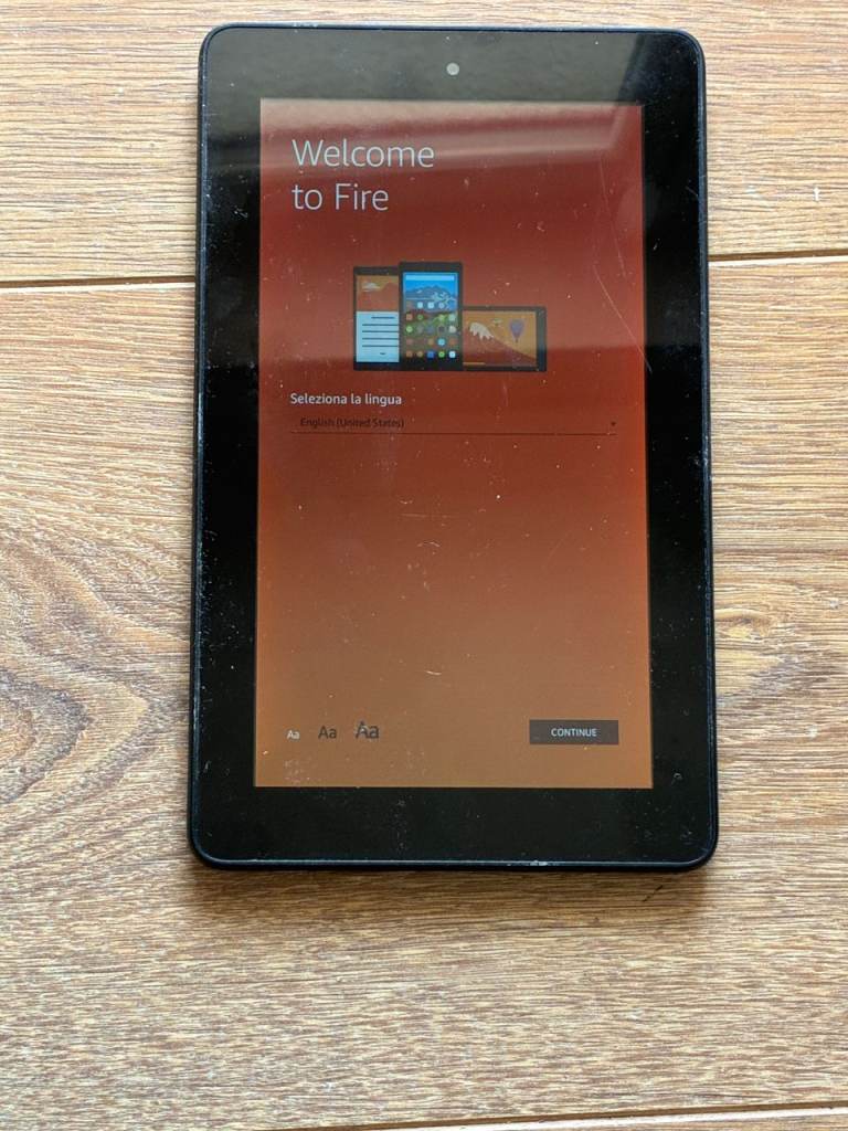 This Amazon Fire tablet is in good working order and has 8GB of storage with charging cable