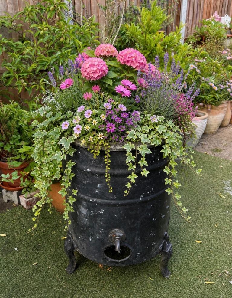 Vintage Industrial Garden Planter - Unique Upcycled Feature Quirky