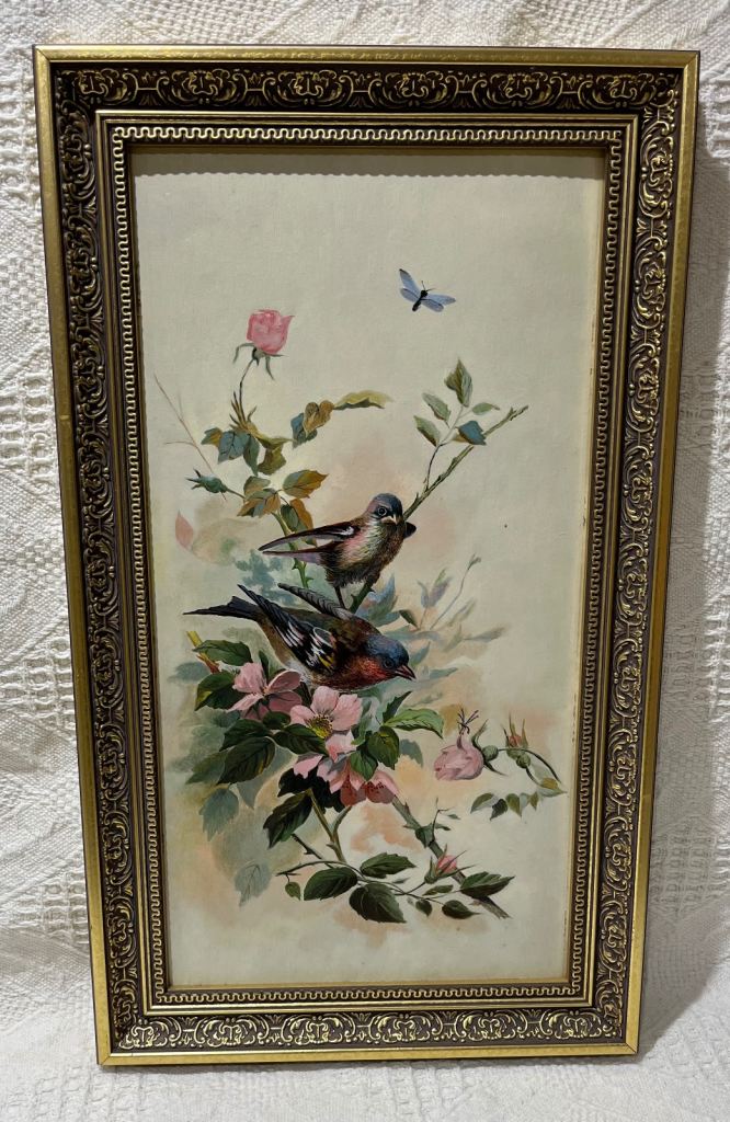 Genuine Beautiful Vintage Oil Painting Of Birds - good condition