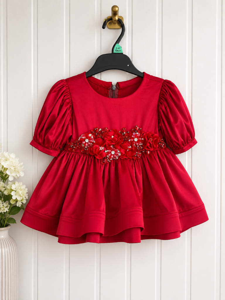 Beautiful Red Kids Party Dress with Embellishments – New