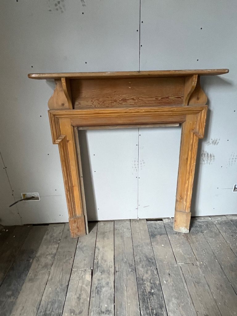 Original Victorian Arts & Craft pine fireplace surround