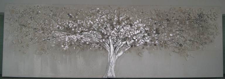 A 3D Tree of Life Canvas in white and silver - very Large Wall Canvas.