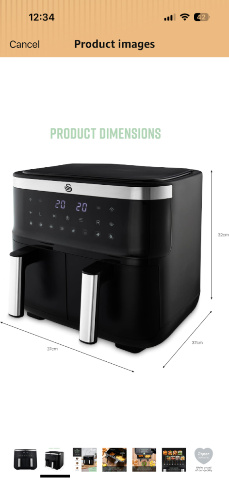 Dual Basket Air Fryer - Black, New