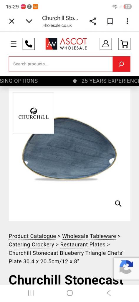 Churchill Stonecast Blueberry Triangle Plate - New