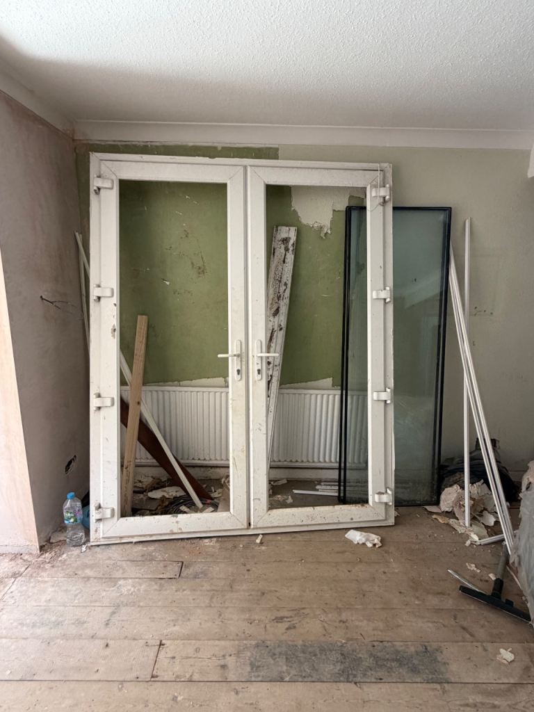 White uPVC French Patio Doors – Used