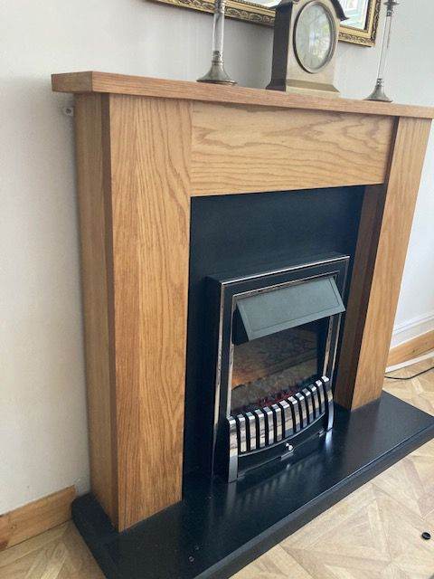 electric fire with fitted surround and hearth