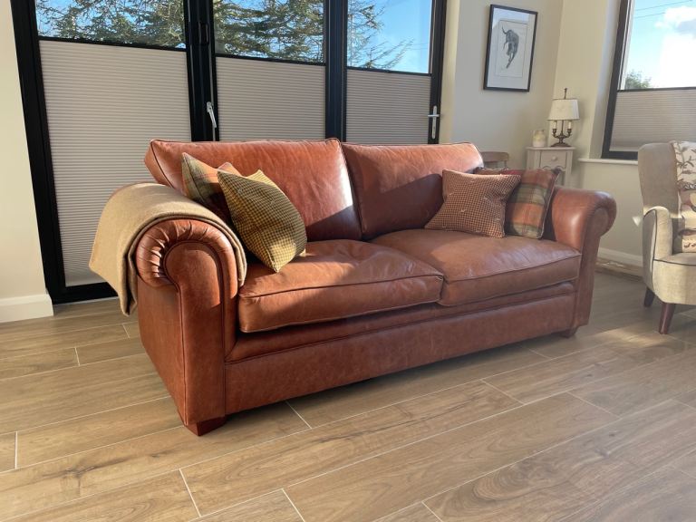 Full grain leather custom ordered sofa