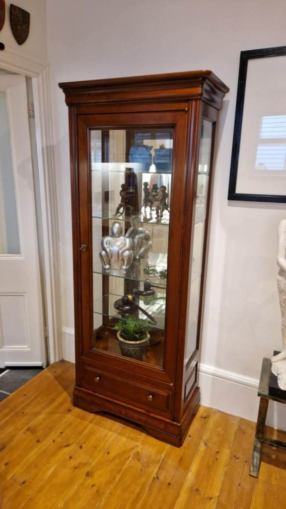 image for Stunning glazed shelved Ernest Menard display cabinet with drawer 