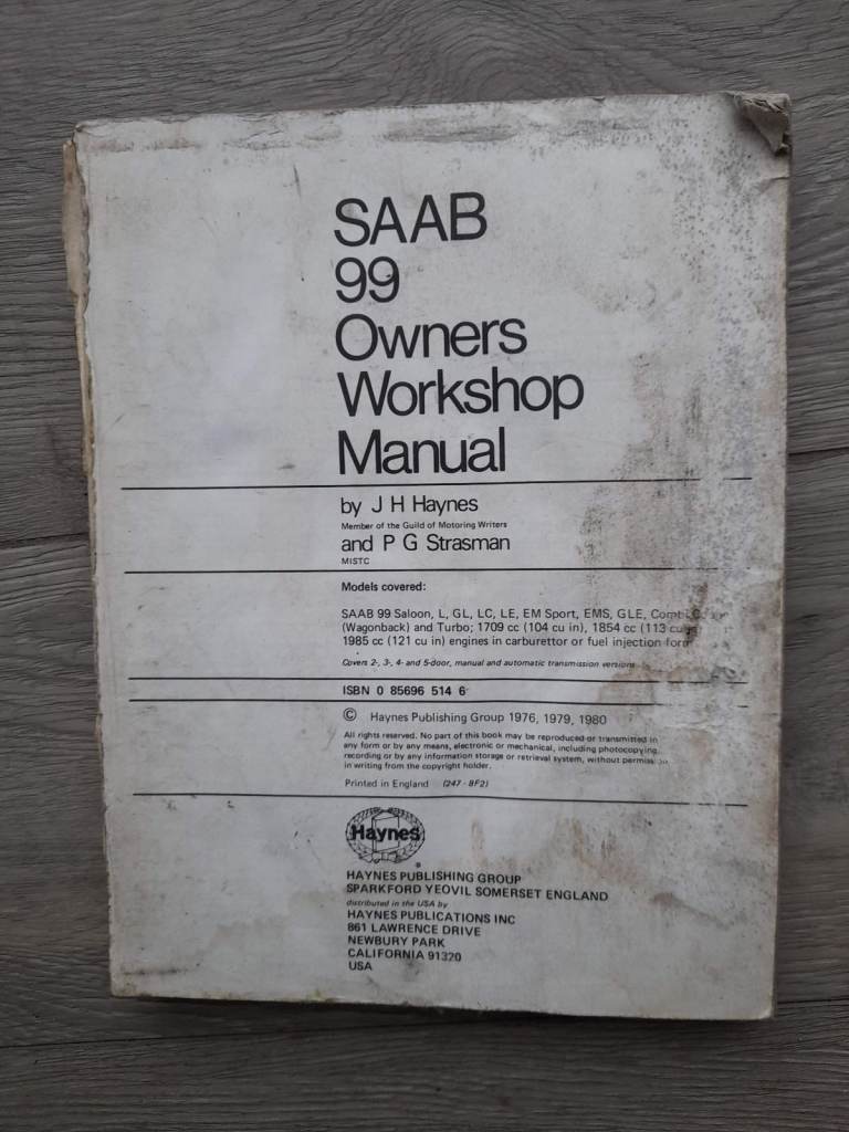 Haynes Car Owners Workshop Manual for SAAB 99