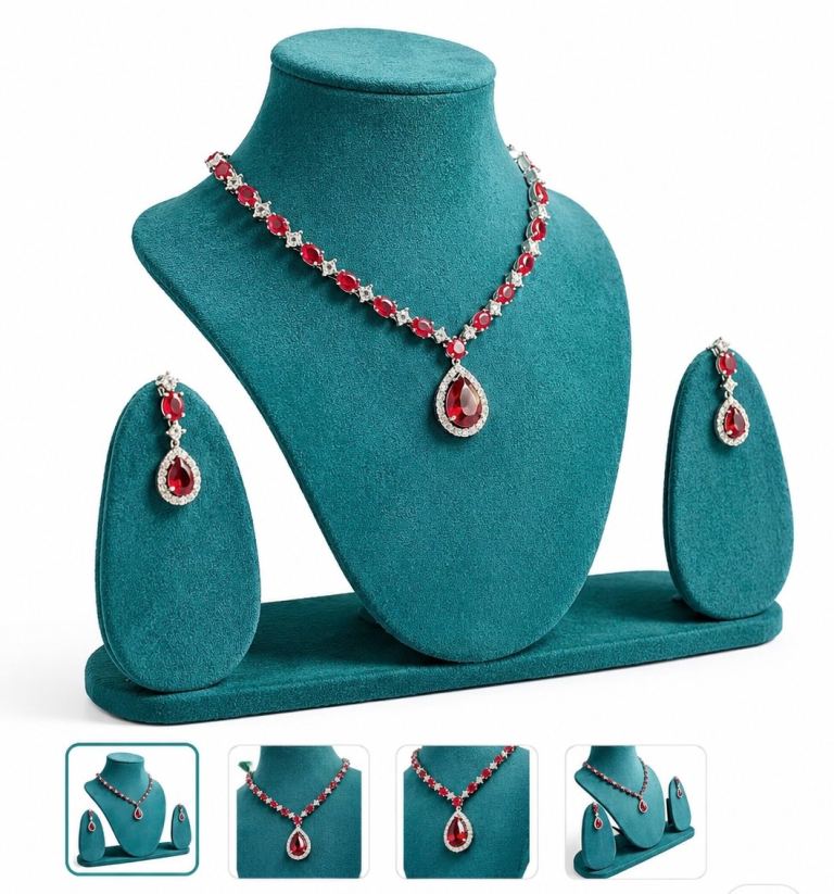 Ad Stone Necklace Set With Matching Earrings 