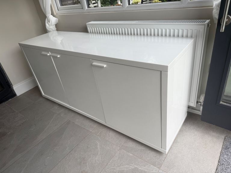 Large white high gloss solid sideboard 