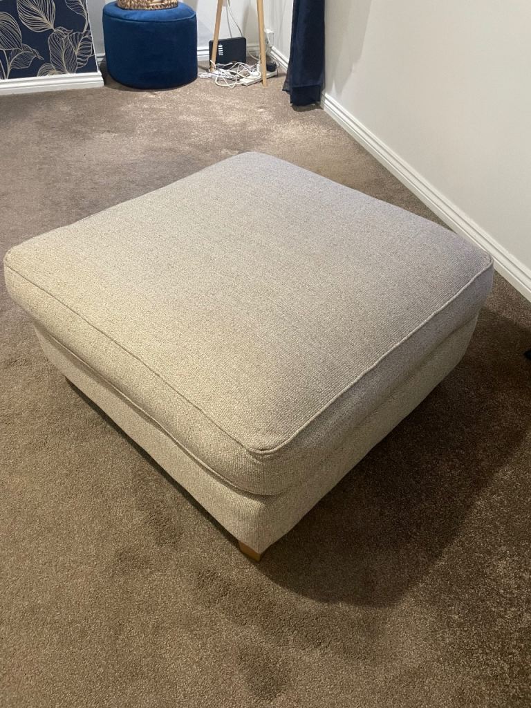 Large Beige Fabric Footstool – Good Condition