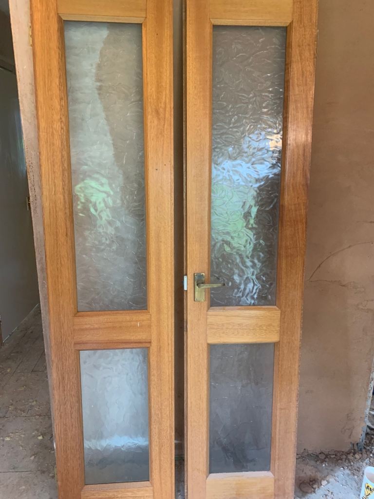 Pair of Wooden Glazed Internal Doors - Good Condition