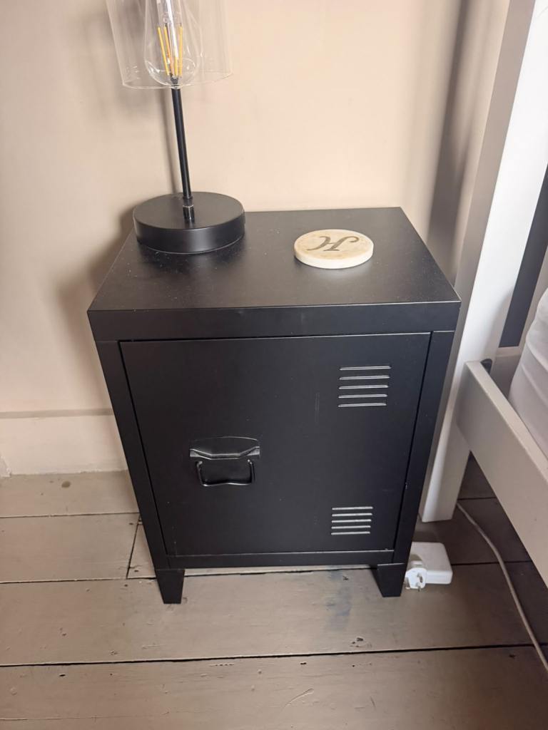 Black Metal Bedside Table / Small Cabinet - 2 available