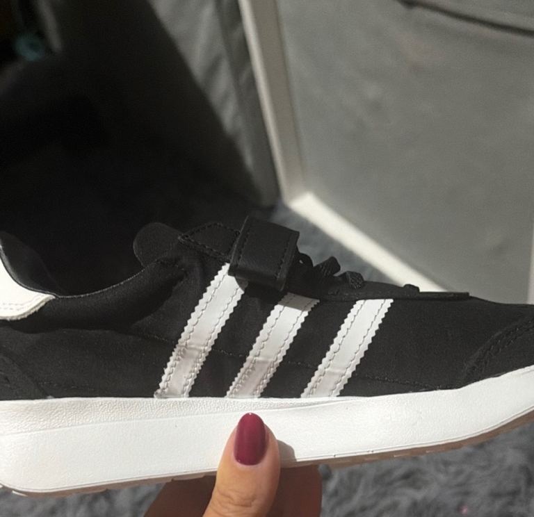 Adidas Kids Black Trainers - Velcro Strap, New Condition