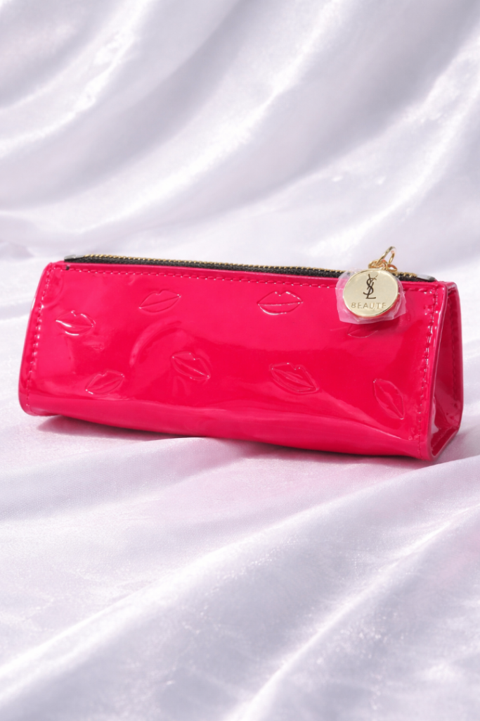 YSL Pink Lip Print Makeup Pouch