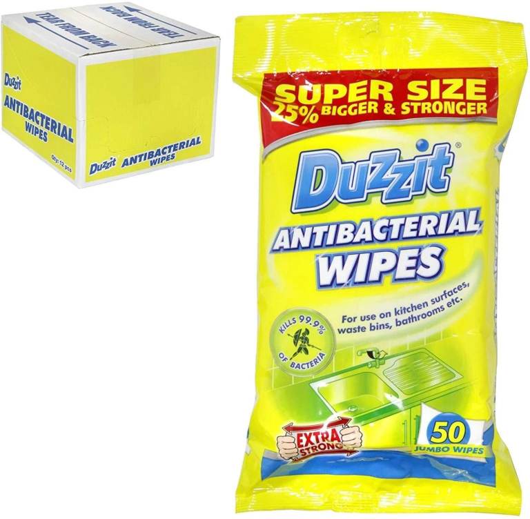 BULK DUZZIT WIPES - 50 Pack Wipes x 48 4 BOXES OF 12 CLARANCE 