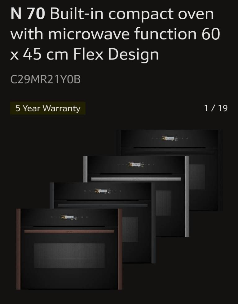 N 70 Built-in compact oven with microwave function 60 x 45 cm