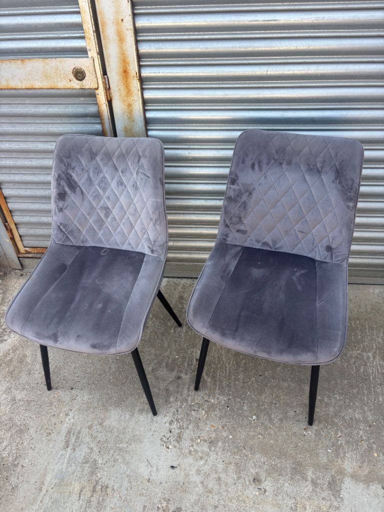 Set of  10 Grey Velvet Dining Chair