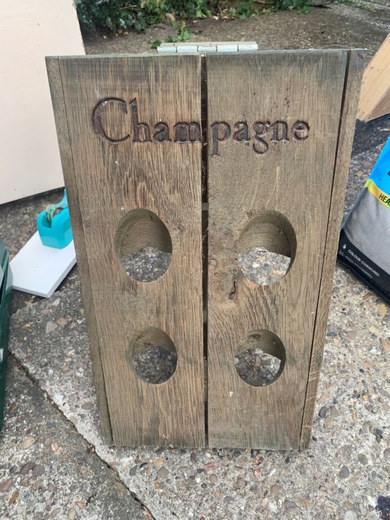 Wooden Champagne Rack – Holds 6 Bottles, Good Condition