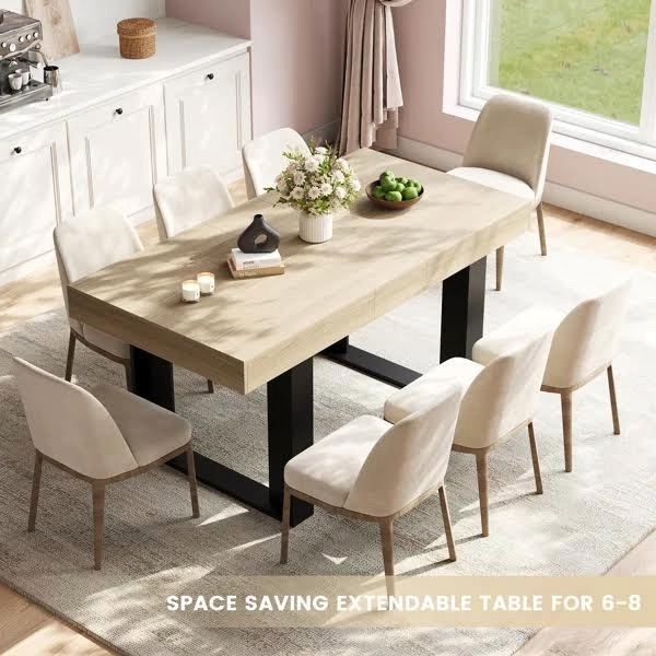  Extendable Dining Table – Oak Effect & Black Legs