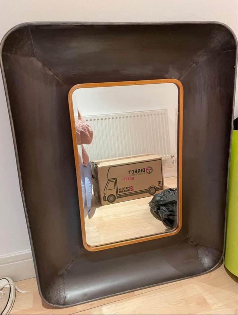 Large industrial-style mirror 