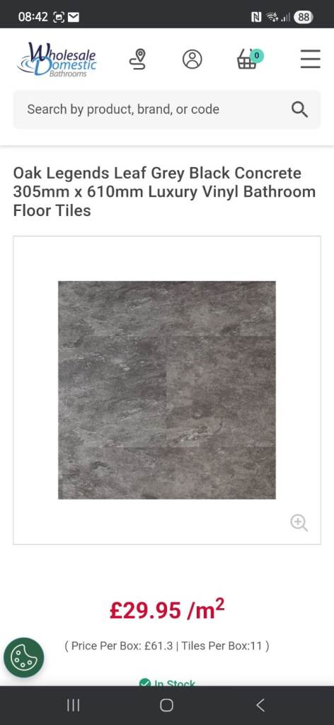Grey black concrete LVT Flooring x 2 box's 4sq meter