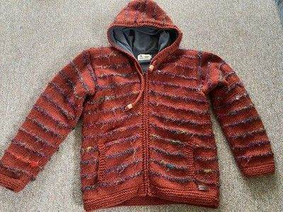 NEW Namaste Wool Silk Hoodie Jacket Cardigan Burnt Orange Rust Size M L Hippie 