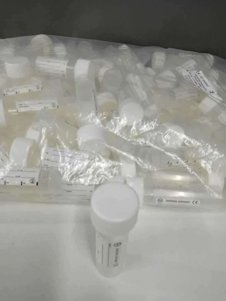 New Sterile Specimen Containers with Lids – Bulk Pack
