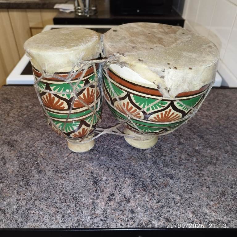 Pair of Decorative Bongo Drums – Good Condition