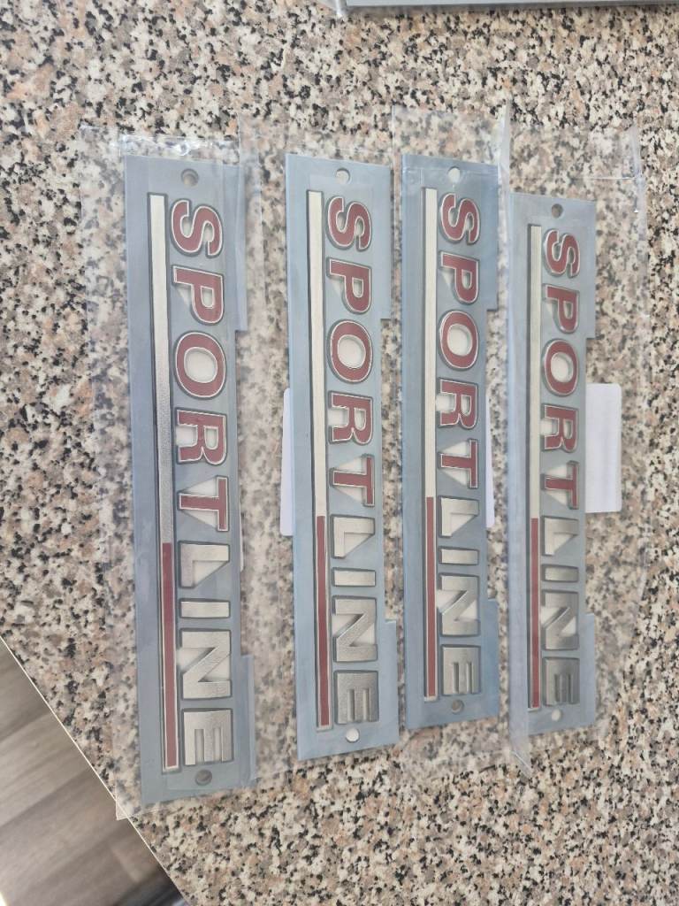 VW Volkswagen Sportline Rear Badge Emblem – Silver & Red – New