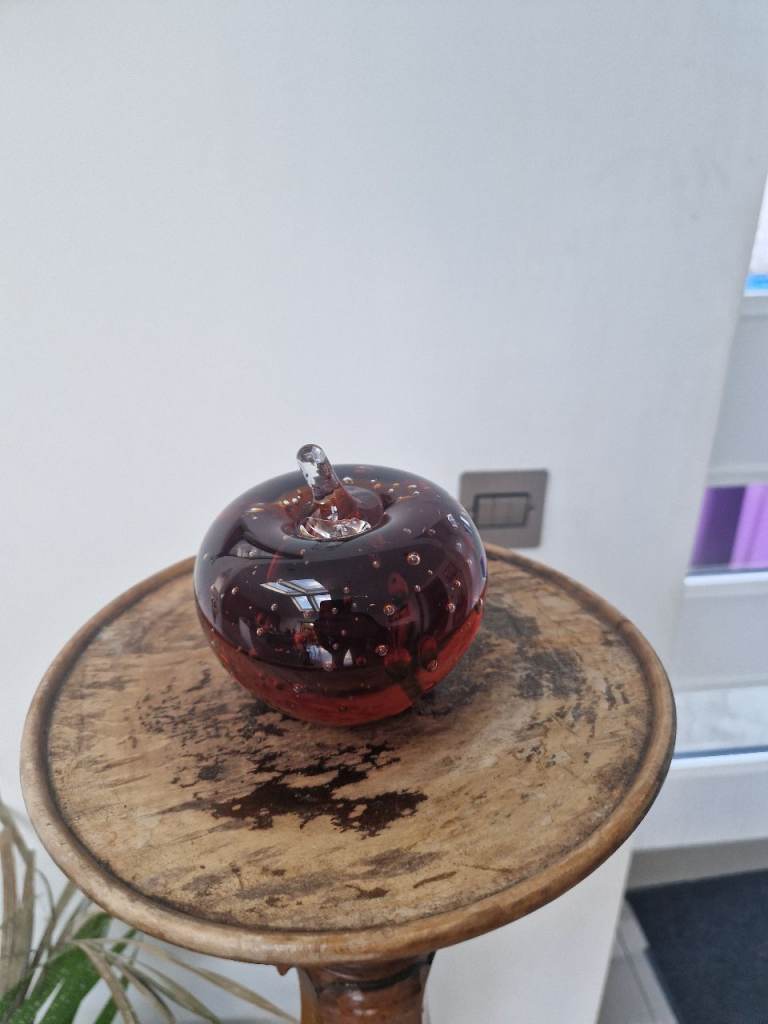 Vintage Amber Glass Apple Paperweight 