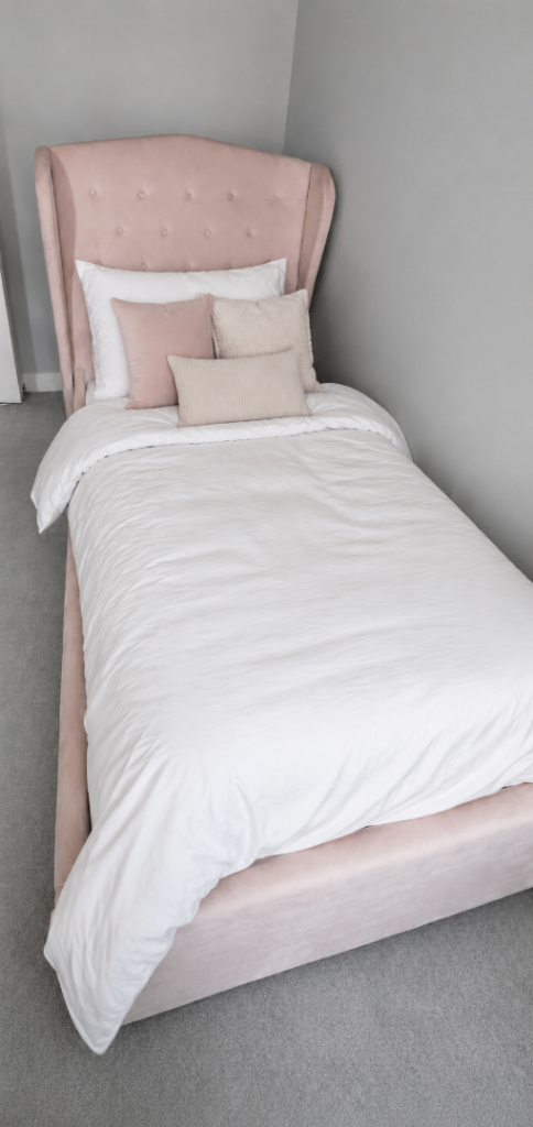 Pink Velvet Single Bed