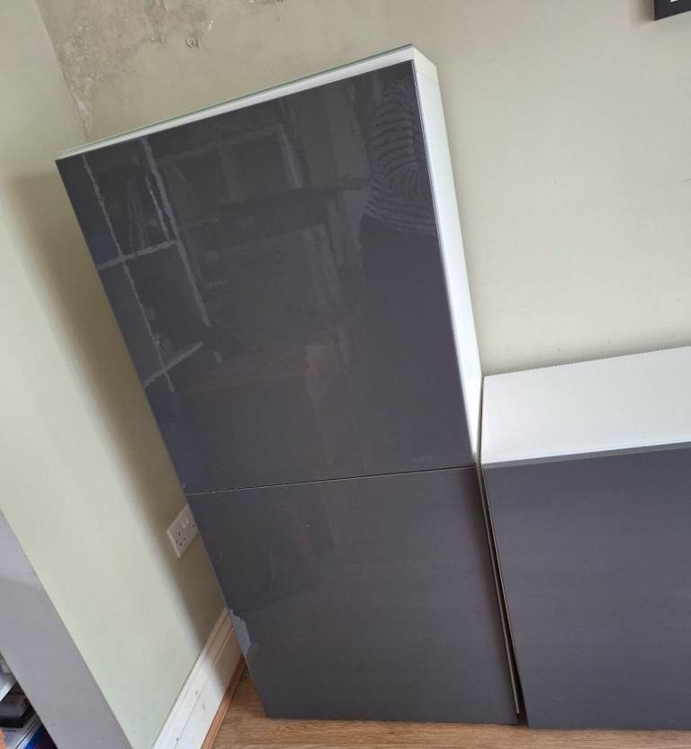 Ikea high gloss storage cupboards  Dimensions 60 wide 43 cm depth 1.3 m height  