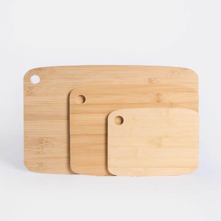 Set of 3 Bamboo Chopping Boards Non Slip Cutting Board | Brown | Eco Friendly and Natural Bamboo